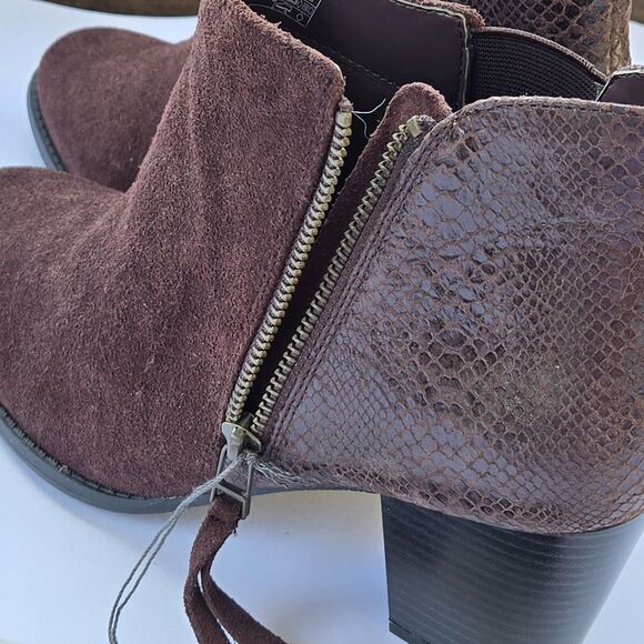 Vionic Suede Ankle Booties 322 Anne Java  Brown 10 NEW Snake Zip - Picture 4 of 16